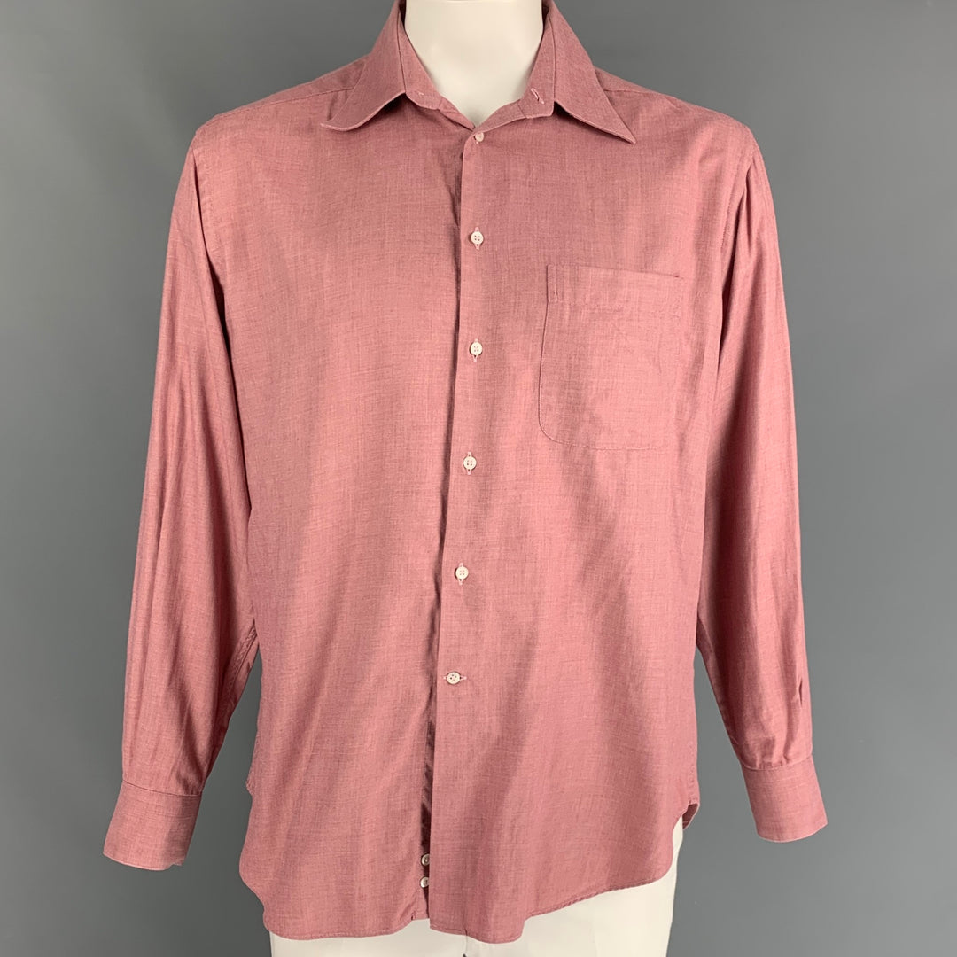 ARMANI COLLEZIONI Taille L Chemise à manches longues boutonnée en coton chiné rouge