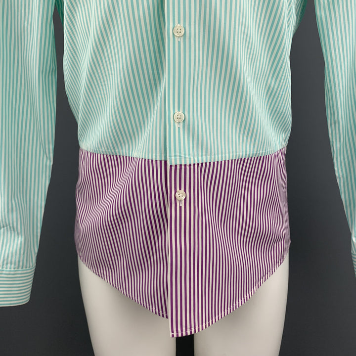 PS by PAUL SMITH Size S Green Purple & White Striped Cotton  Shirt