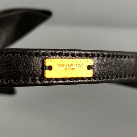 SAINT LAURENT Black Ribbed Polyester Headband Bow Tie