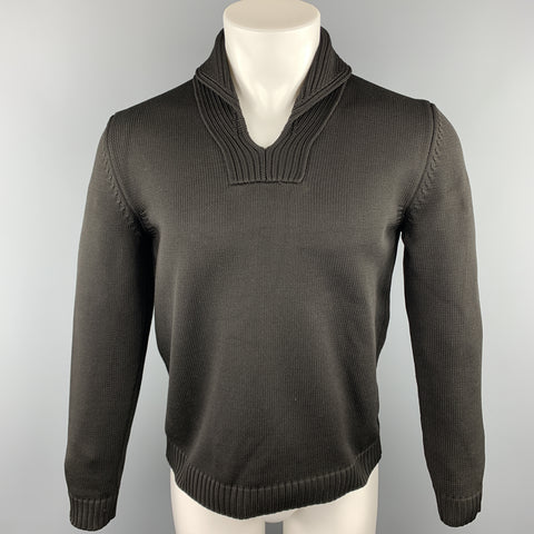 JIL SANDER Size 38 Black Knitted Polypropylene Shawl Collar Sweater
