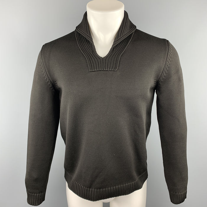 JIL SANDER Size 38 Black Knitted Polypropylene Shawl Collar Sweater
