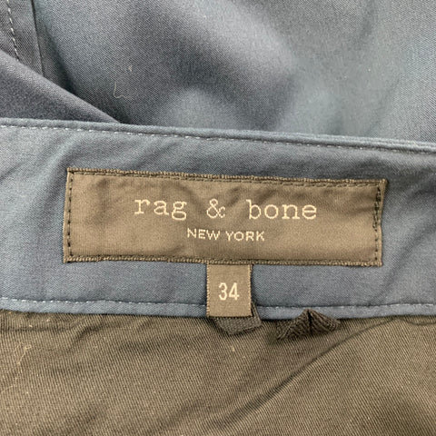 RAG & BONE Size 34 Navy Cotton Blend Zip Fly Casual Pants