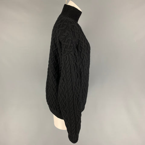 PERRY ELLIS Size M Black Wool Blend Knitted Turtleneck Sweater