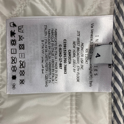 MONCLER GAMME BLEU Size L White Quilted Cotton Long Sleeve Shirt