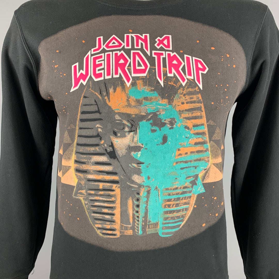 BALENCIAGA Size L Black Graphic Cotton Crew-Neck Sweatshirt