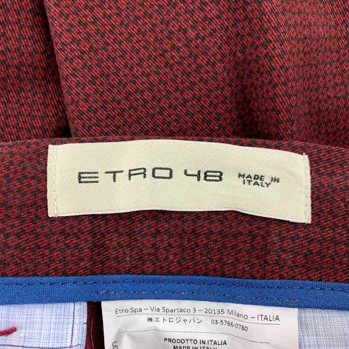 ETRO Size 32 Burgundy & Black Cotton Narrow Leg Dress Pants