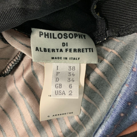 PHILOSOPHY di ALBERTA FERRETTI Size 2 Navy Brick Rayon Abstract Dress