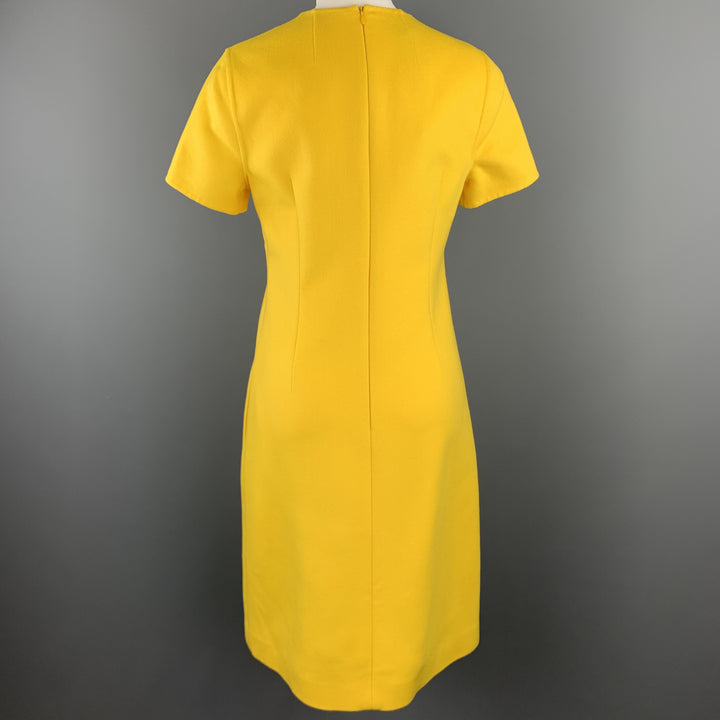 ESCADA Size 6 Yellow Virgin Wool Cashmer Blend Short Sleeve Shift Dress