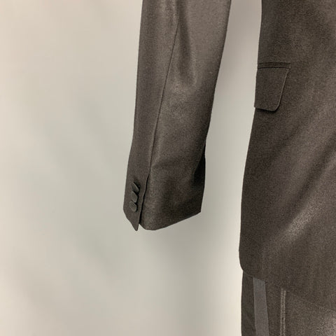CALVIN KLEIN COLLECTION Size 36 Black Sparkle Wool Peak Lapel Tuxedo