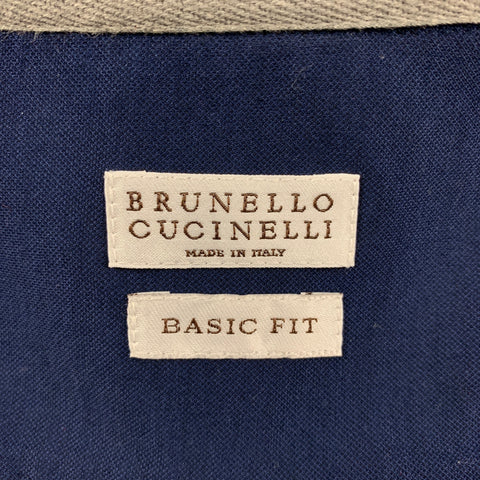 BRUNELLO CUCINELLI Size M Navy Cotton Button Up Long Sleeve Shirt