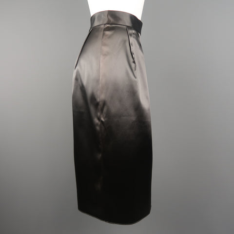 DOLCE & GABBANA Size 4 Gray Stretch Satin Darted Pencil Skirt