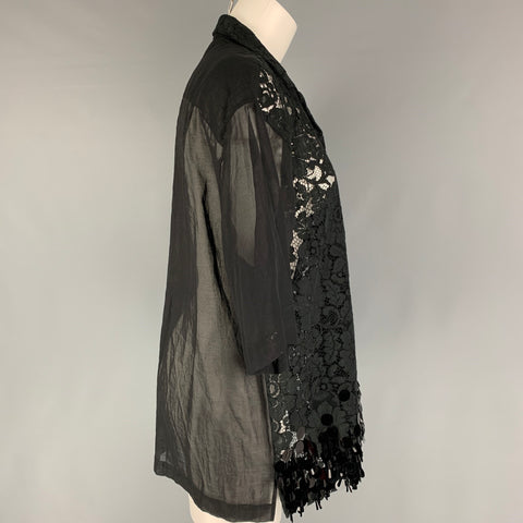 DRIES VAN NOTEN Taille M Chemise à manches courtes en coton mélangé noir Payette Sequin