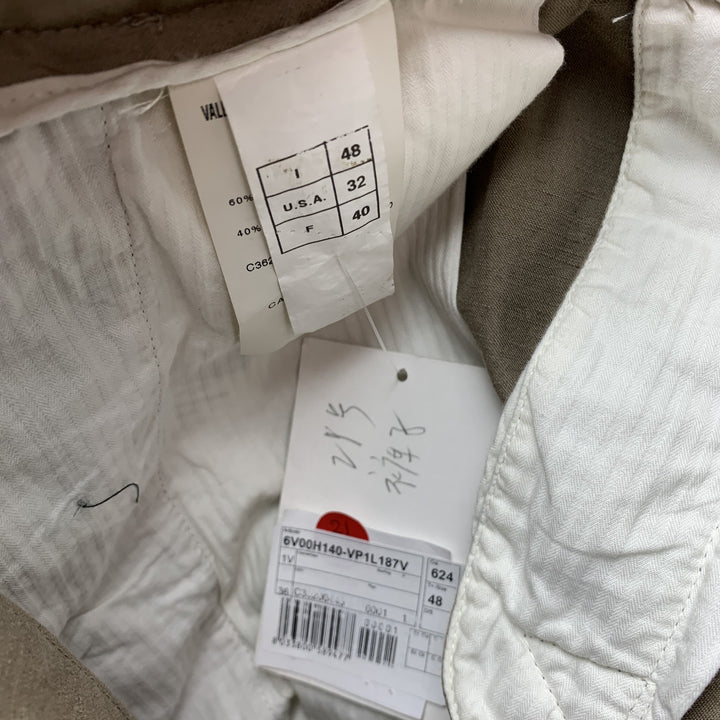 VALENTINO Size 32 Khaki Pleated Cotton Button Fly Shorts