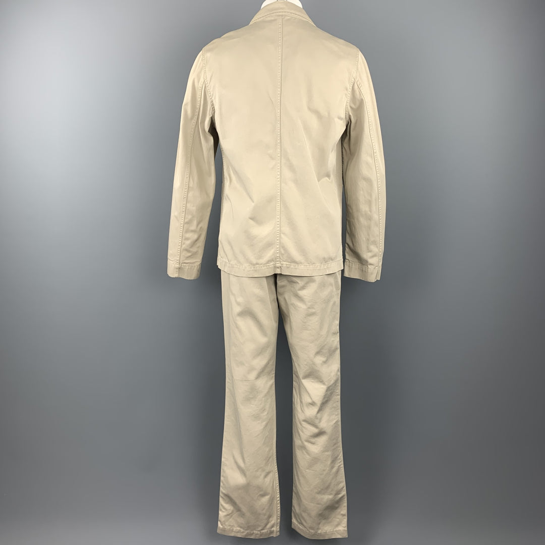 MARGARET HOWELL Size 40 Short Khaki Cotton Notch Lapel Suit
