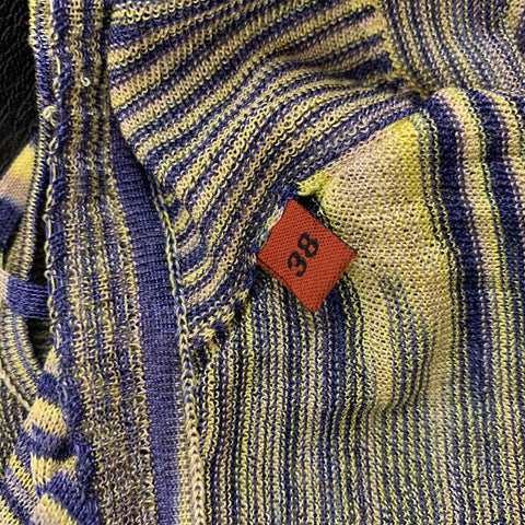 MISSONI Size 2 Blue & Yellow Viscose / Polyamide Casual Top