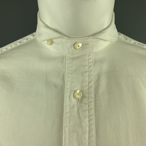 HAVER SACK Size S White Cotton Round Tab Collar Shirt