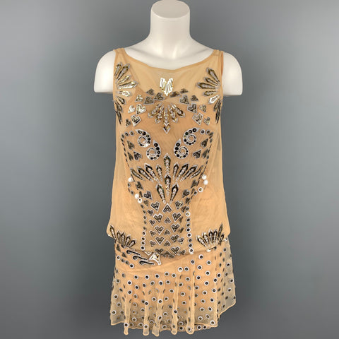 MANISH ARORA Taille M Robe chemise en soie appliquée naturelle