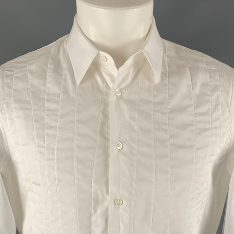 JIL SANDER Taille M Chemise à manches longues boutonnée en coton patchwork blanc