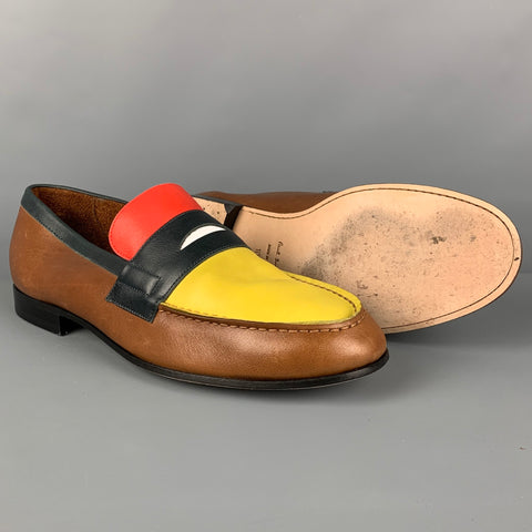PAUL SMITH Size 10.5 Brown Multi-Color Leather Slip On Loafers