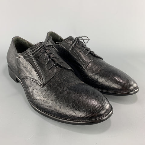 Jo GHOST Size 10 Black Tattoo Embossed Leather Lace Up