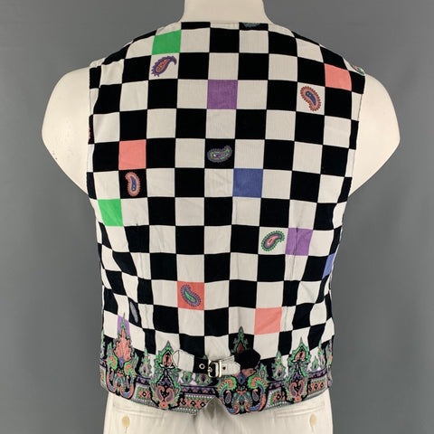 VERSUS by GIANNI VERSACE Size 42 Black White Checkered Cotton Vest