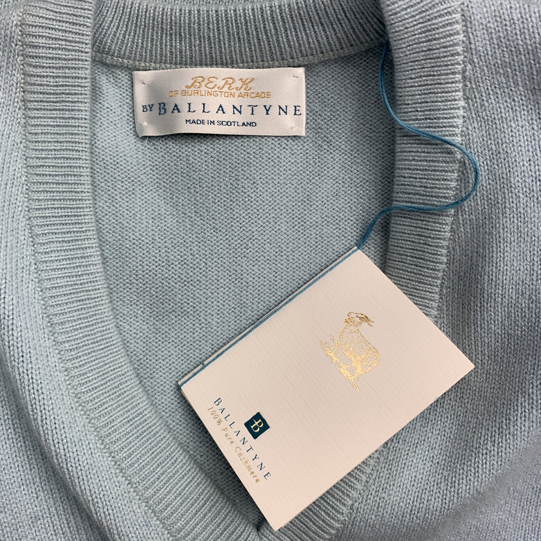 BALLANTYNE Size XL Light Blue Cashmere V-Neck Sweater Vest