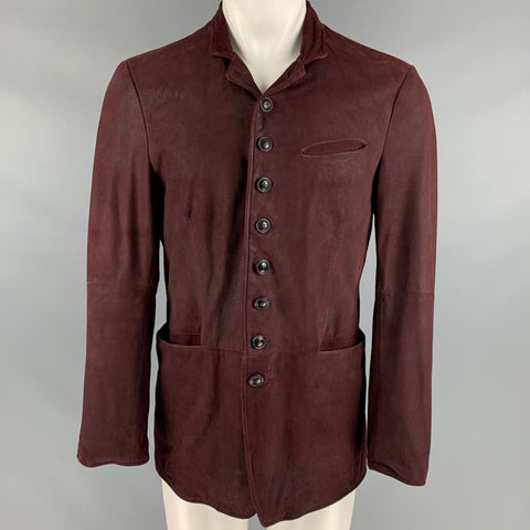 JOHN VARVATOS Size 38 Burgundy Suede Single breasted Jacket