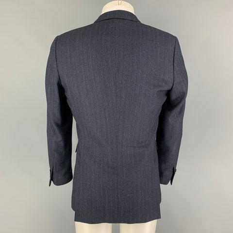 BURBERRY PRORSUM Size 40 Navy Stripe Wool Notch Lapel Sport Coat