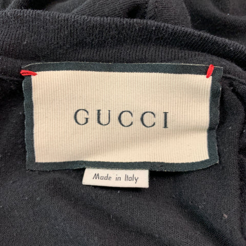 GUCCI Size XXL Black Logo Cotton Crew-Neck T-shirt