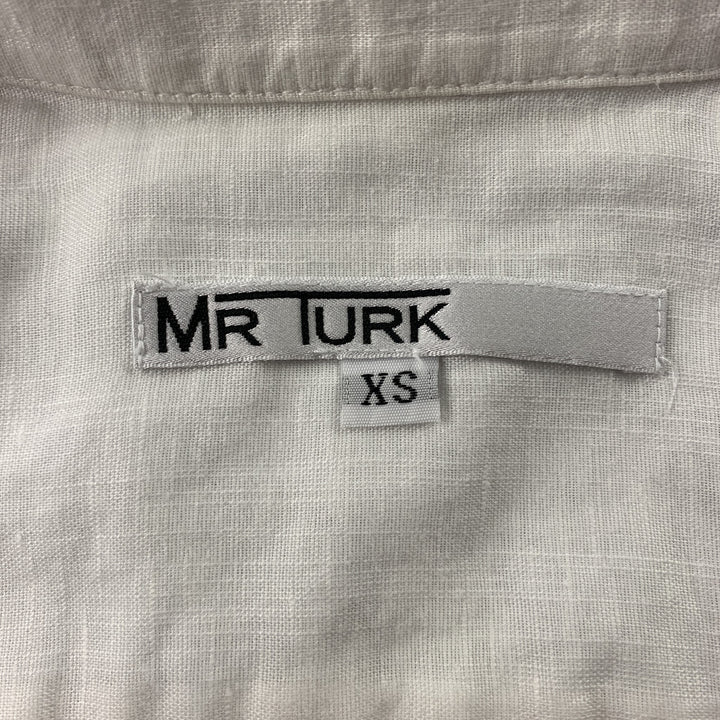 SEÑOR. TURK Talla XS Camisa Blanca de Lino/Algodón con Botones y Manga Corta