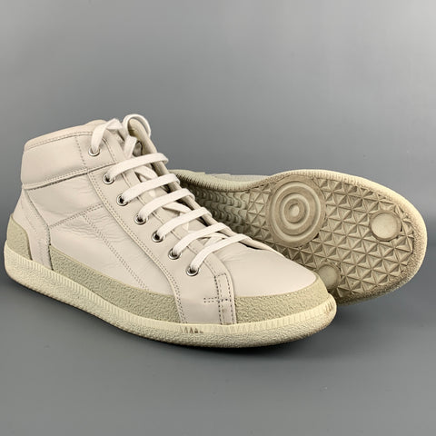 MAISON MARGIELA Size 9 White Leather High Top Sneakers