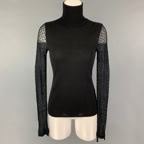 RALPH LAUREN Collection Size M Black Cashmere Silk Turtleneck Pullover