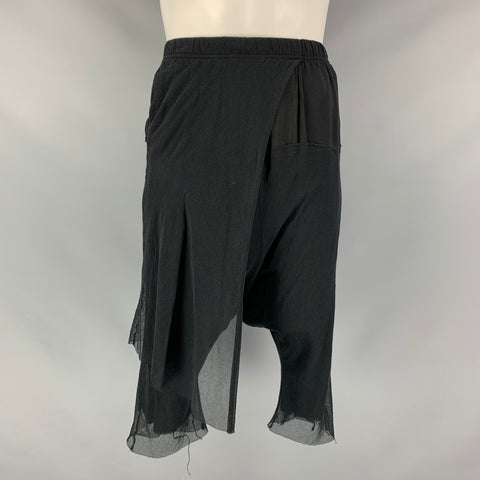 PAL OFFNER Size S Black Viscose Cashmere Elastic Waistband Shorts