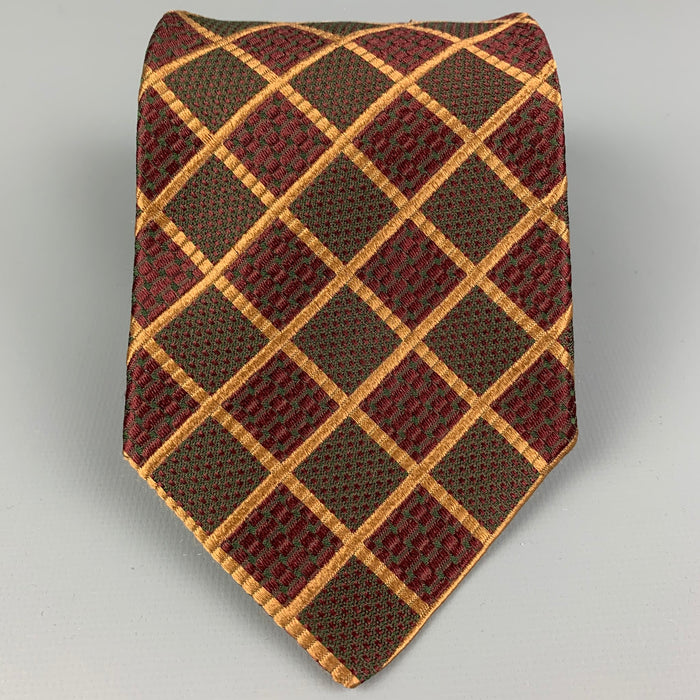 ERMENEGILDO ZEGNA Brown & Gold Rhombus Silk Tie