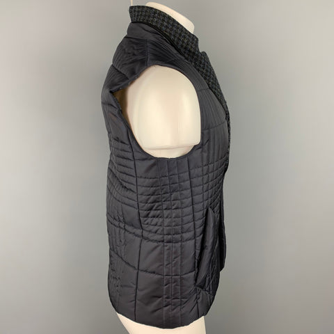 WOOYOUNGMI x Harris Tweed Size 36 Navy Quilted Nylon Notch Lapel Vest