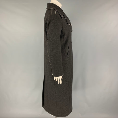 CHANEL Pre-Fall 2008 Size 14 Charcoal Wool Polyamide Double Breasted Coat