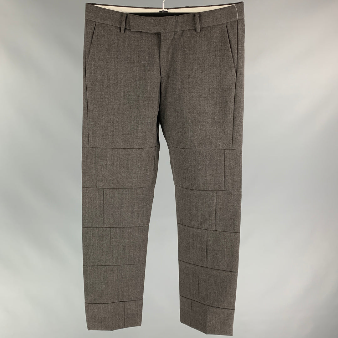 CORNERSTORE Size 34 Dark Gray Patchwork Wool Blend Zip Fly Dress Pants
