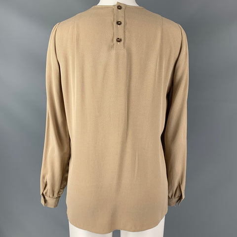 GIORGIO ARMANI Size 6 Beige Viscose Acetate Squares Blouse