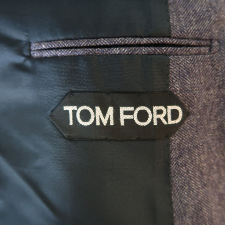 TOM FORD 46 Long Light Purple Herringbone Wool / Cashmere Notch Lapel Sport Coat