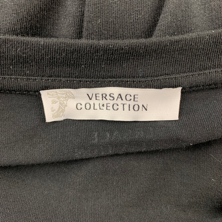 VERSACE COLLECTION Size XXXL Black Studded Cotton Crew-Neck T-shirt
