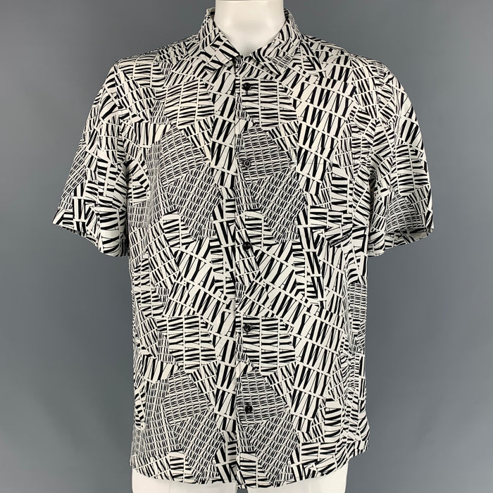 ALEXANDER WANG Taille L Chemise à manches courtes en soie avec logo blanc et noir