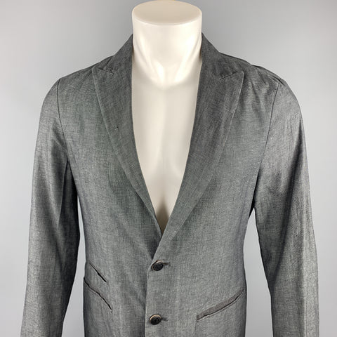 JOHN VARVATOS Size 36 Dark Gray Heather Linen / Cotton Sport Coat
