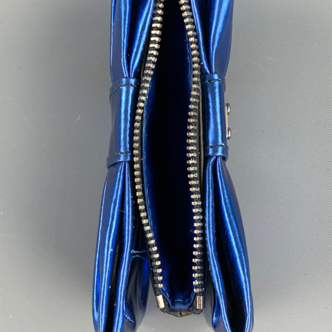 MOSCHINO Blue Patent Leather Bow Key Chain