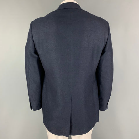 BROOKS BROTHERS Taille 48 Long Navy Silk Blend Manteau de sport à simple boutonnage