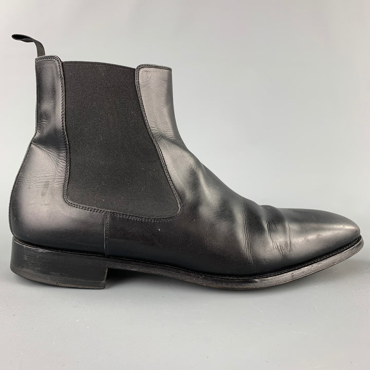 SAKS FITFH AVENUE par MAGNANNI Taille 10,5 Bottes à enfiler en cuir noir