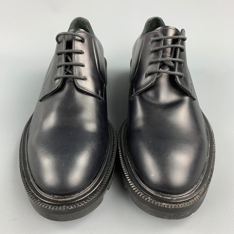 JIL SANDER Size 8 Black Leather Chunky Sole Lace Up Shoes