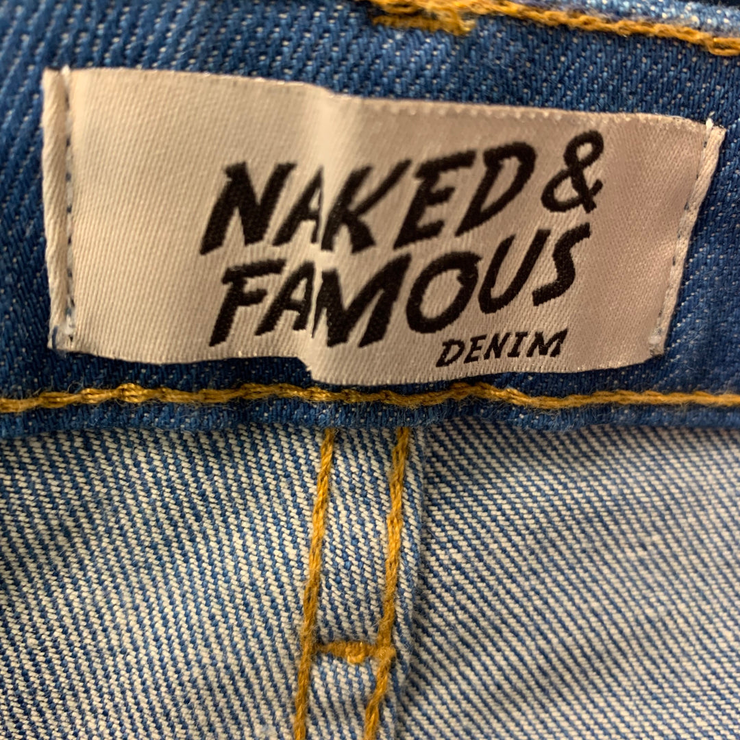 NAKED AND FAMOUS Size 34 Blue Contrast Stitch Cotton Elastane Jeans