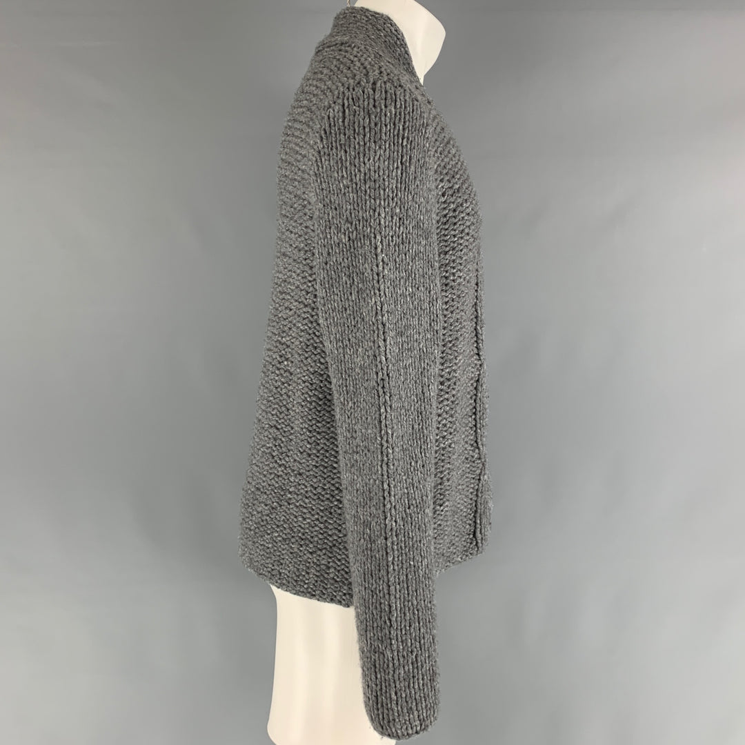 ANN DEMEULEMEESTER Size M Grey Virgin Wool  Cashmere Chunky Knit Sweater
