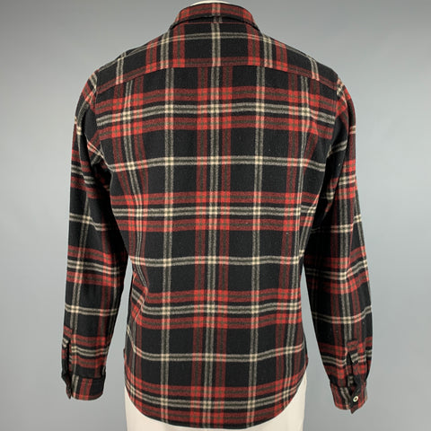 A.P.C. Size L Black Multi-Color Plaid Wool Nylon Button Up Long Sleeve Shirt