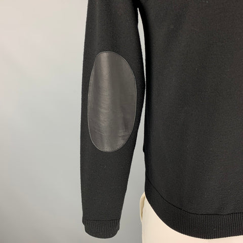 THE KOOPLES Size L Black Merino Wool Hoodie Cardigan